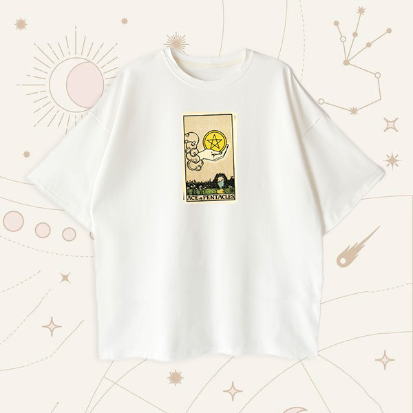 Оверсайз футболка Ace of Pentacles White